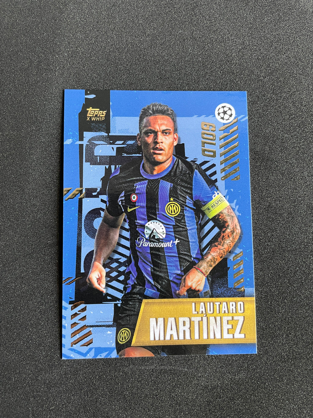 2023-24 Topps UEFA Club Competitions Lautaro Martinez Gold X Whip Card
