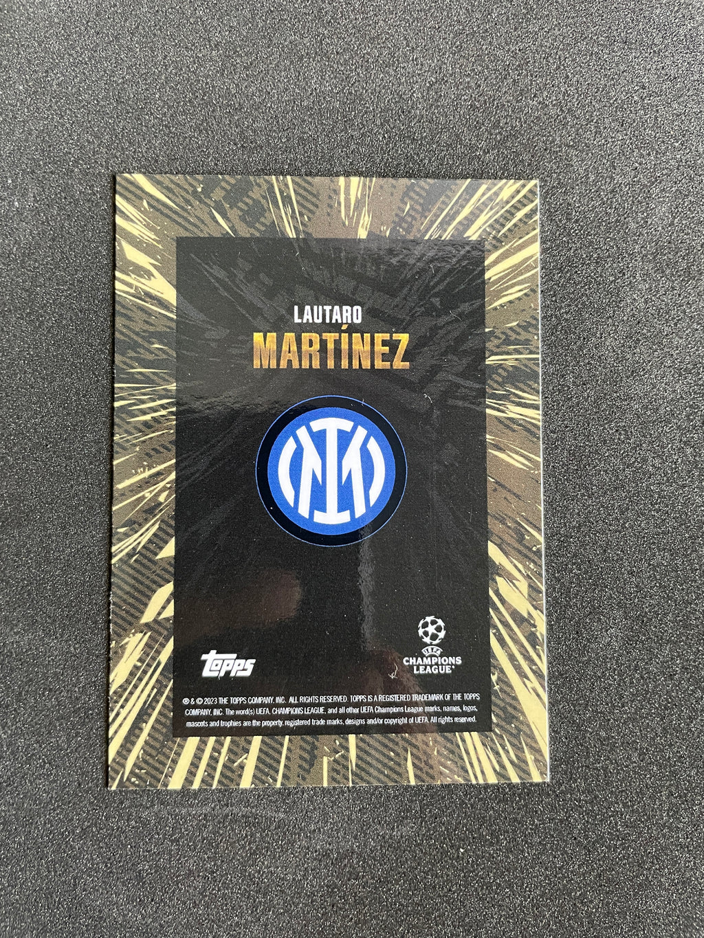 2023-24 Topps UEFA Club Competitions Lautaro Martinez Gold X Whip Card