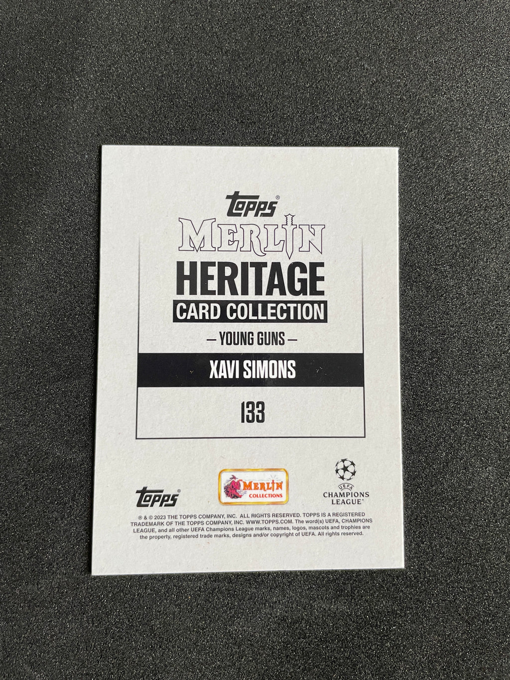 2023 Topps Merlin Heritage Xavi Simons #133 Young Guns RB Leipzig