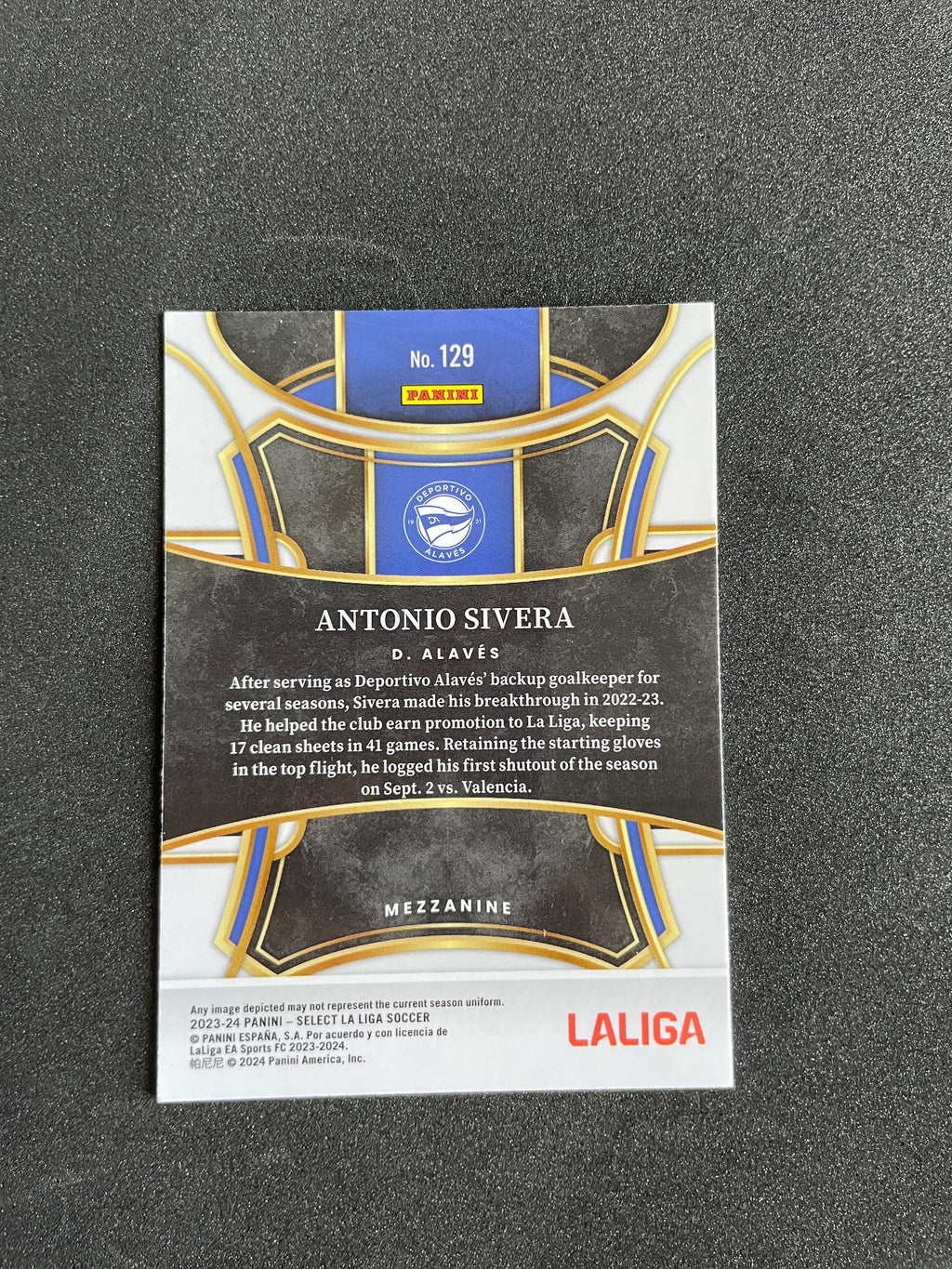 2023-24 Panini Select La Liga Antonio Sivera #129 Mezzanine Card
