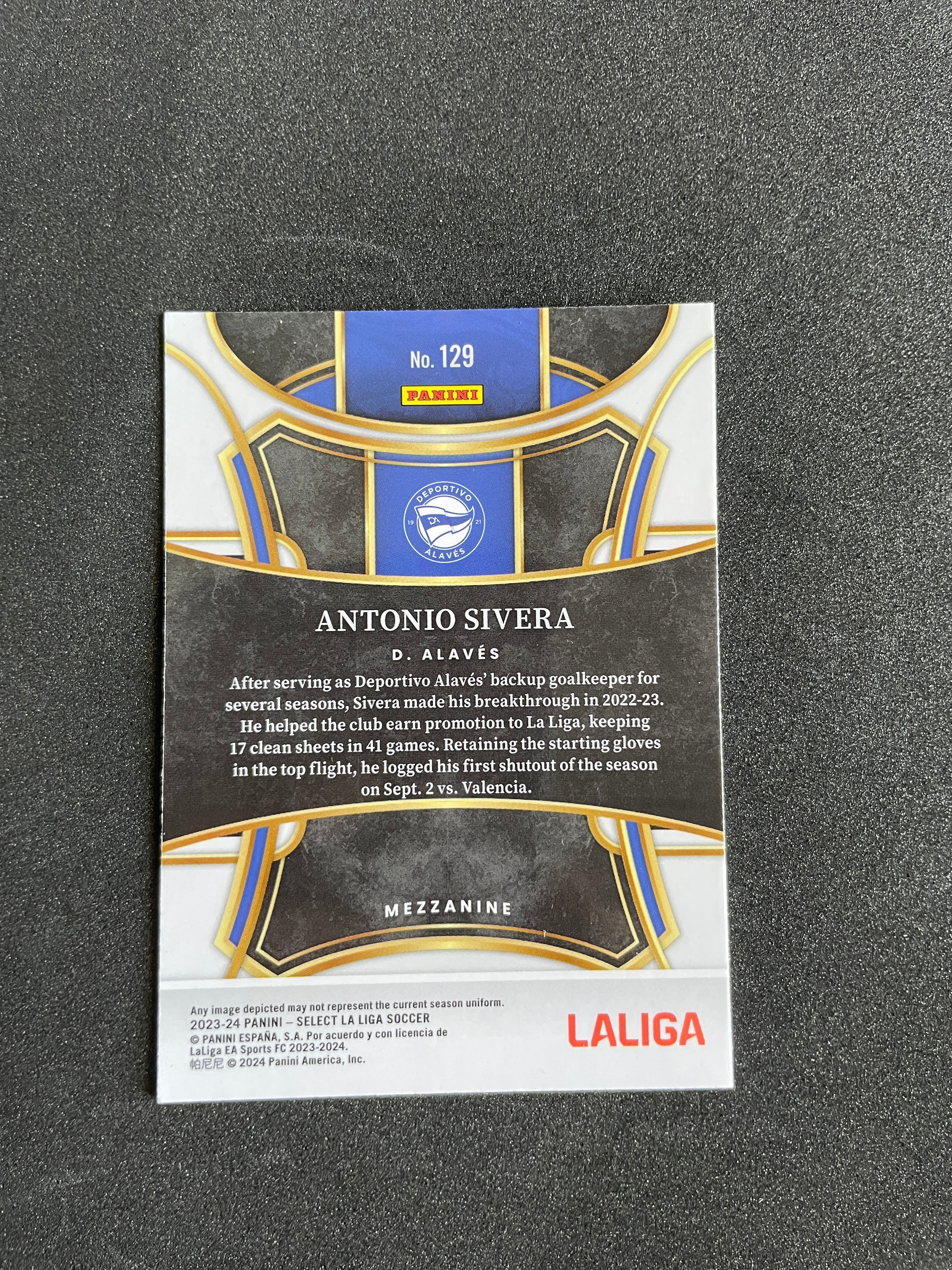 2023-24 Panini Select La Liga Antonio Sivera #129 Mezzanine Card