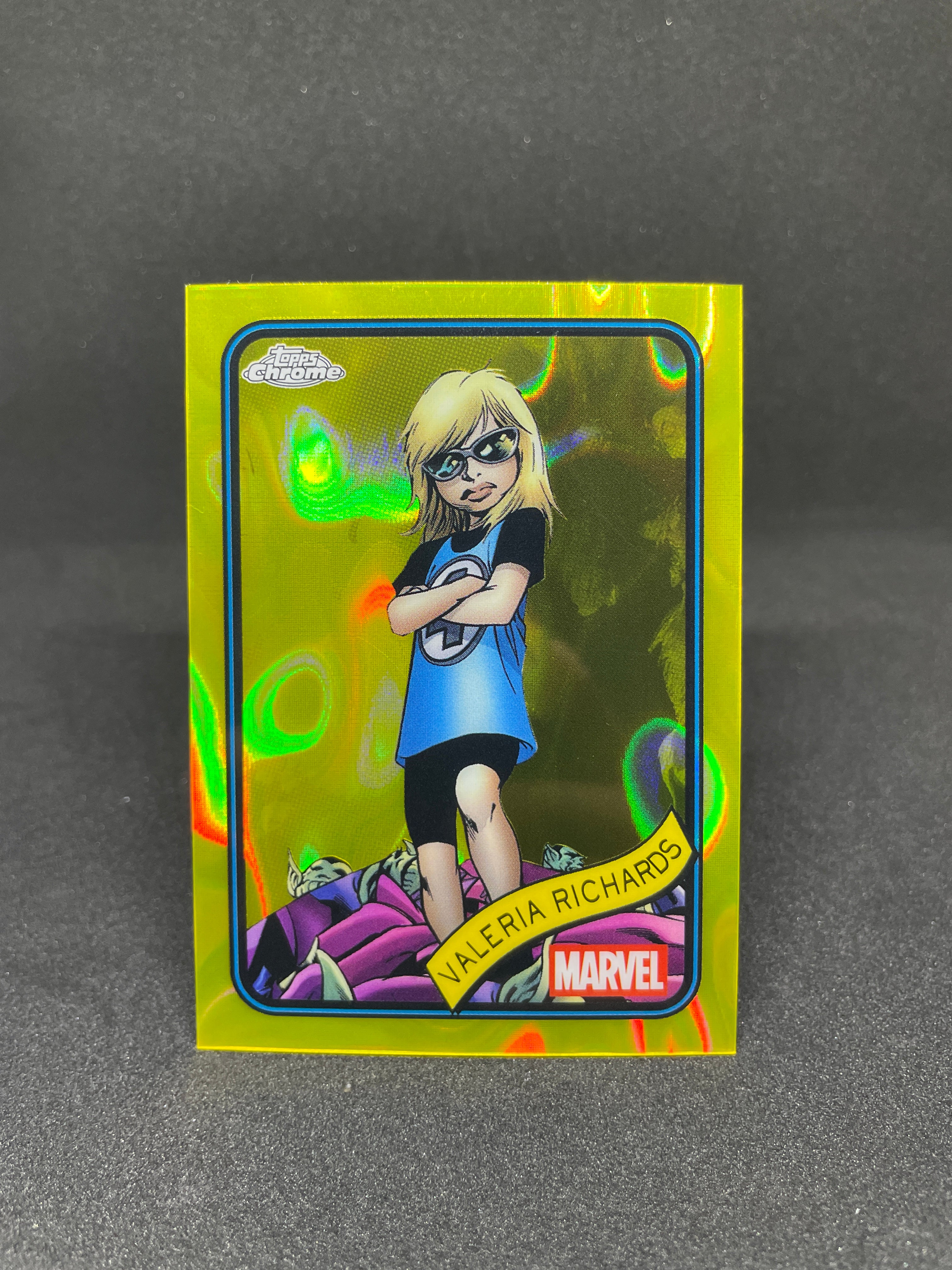 Valeria Richards Yellow Lava Refractor – 2025 Topps Chrome Marvel Card