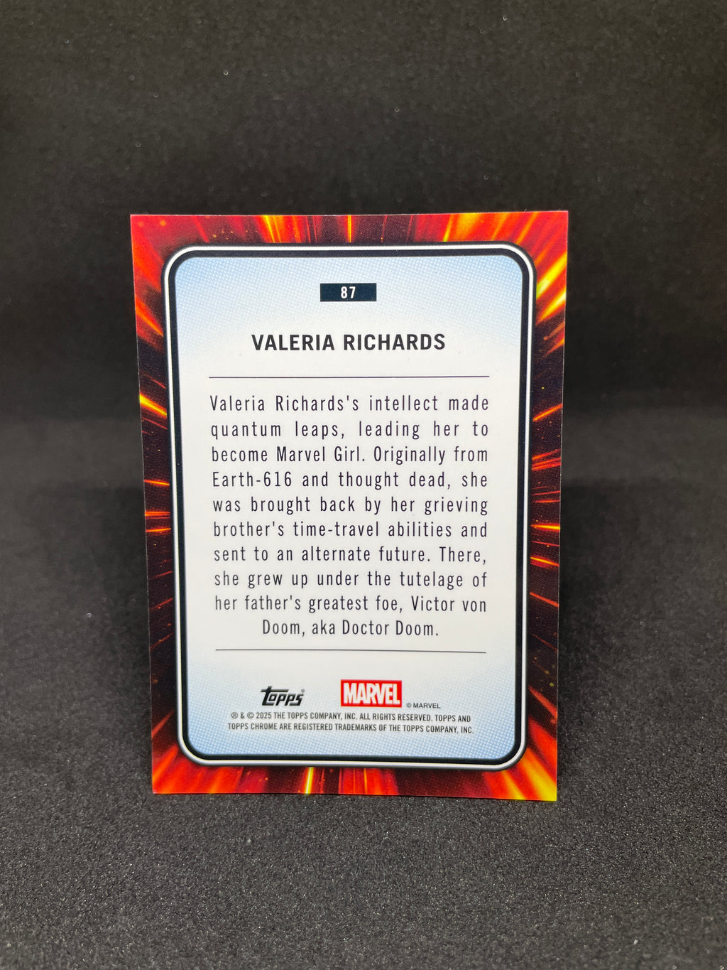 Valeria Richards Yellow Lava Refractor – 2025 Topps Chrome Marvel Card