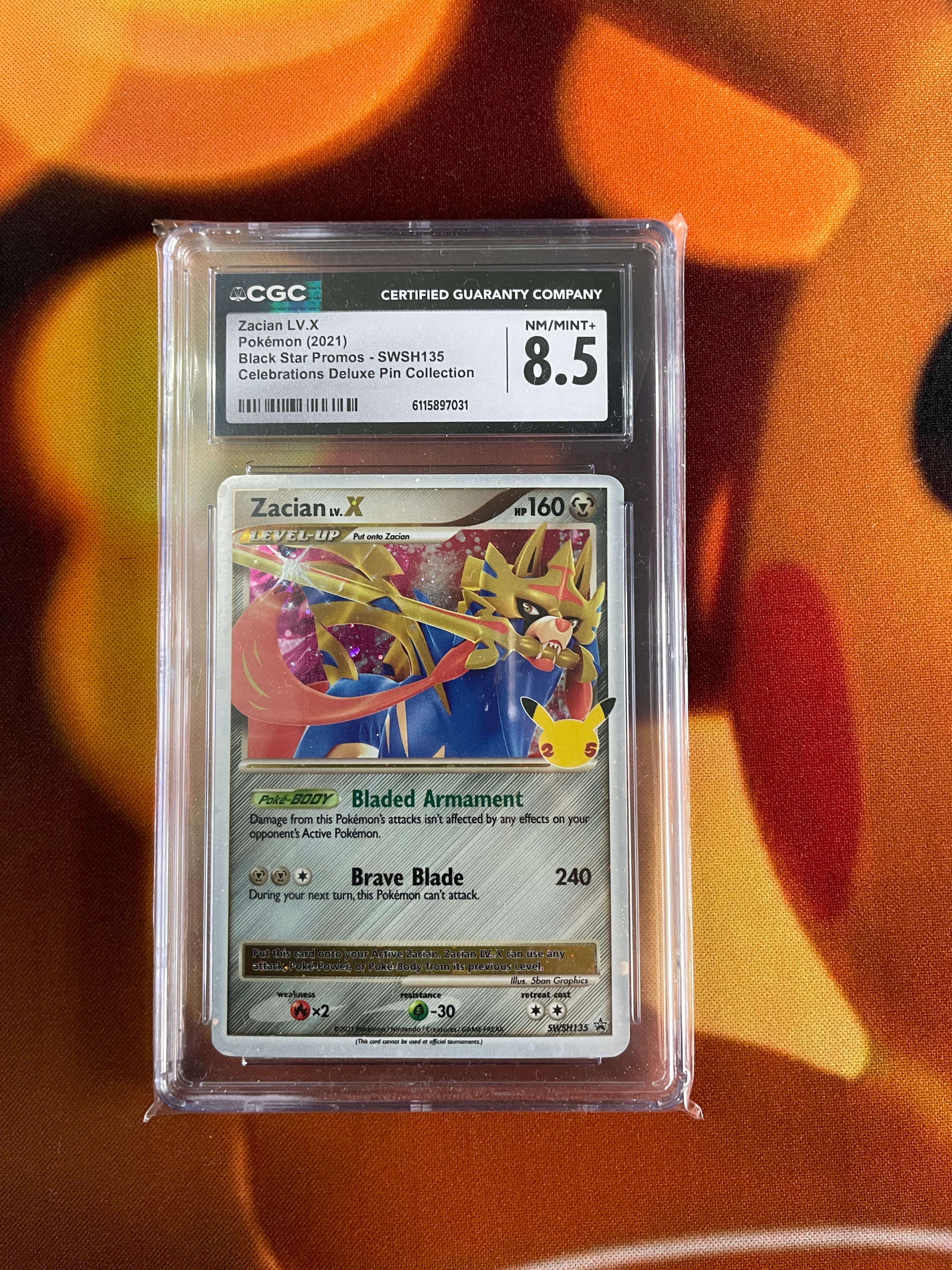 Zacian LV.X Celebrations Promo SWSH135 CGC 8.5 Graded Pokémon Card