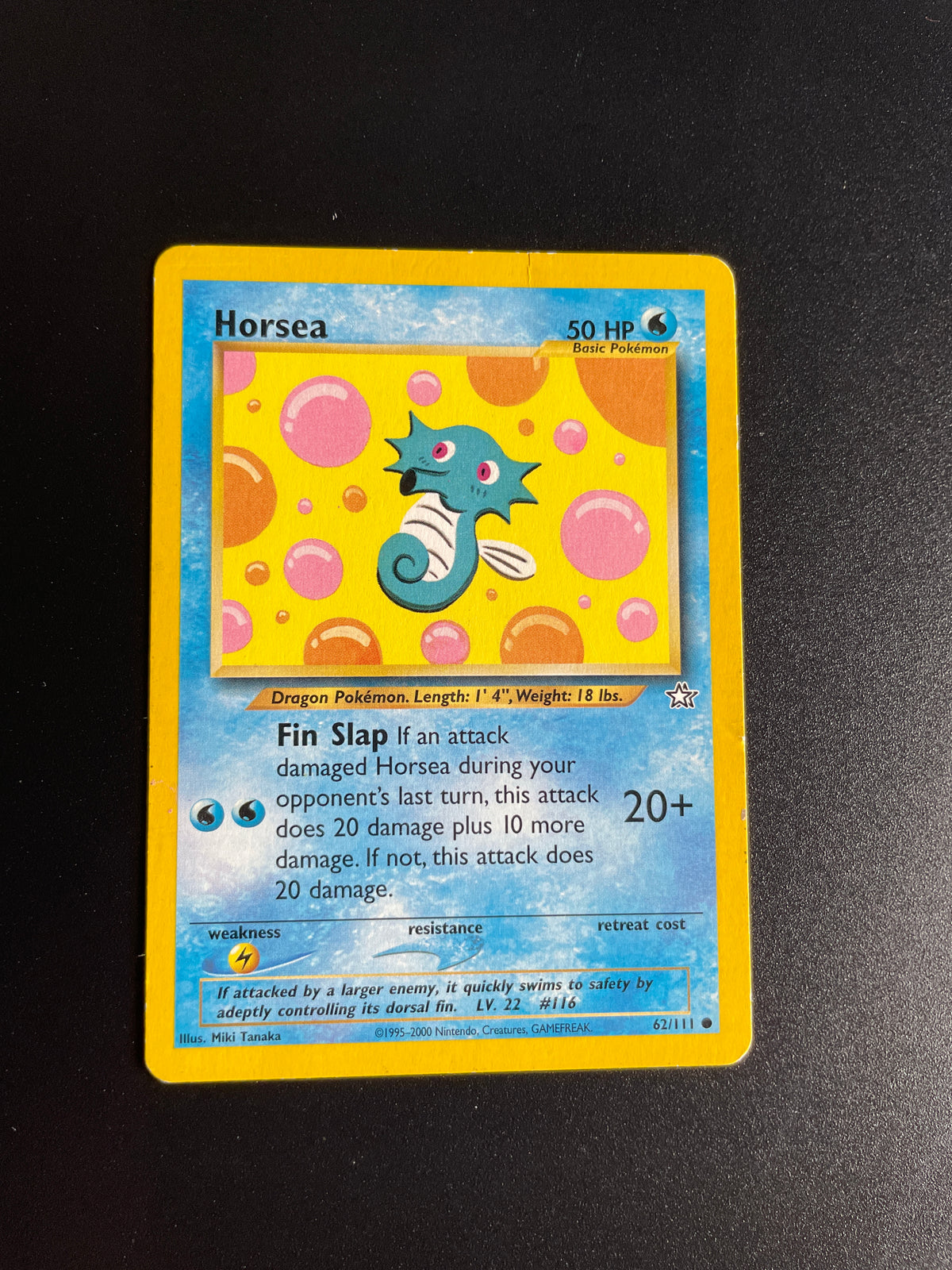 Pokémon Horsea 62/111 Neo Genesis 2000 Vintage Card – Highly Played